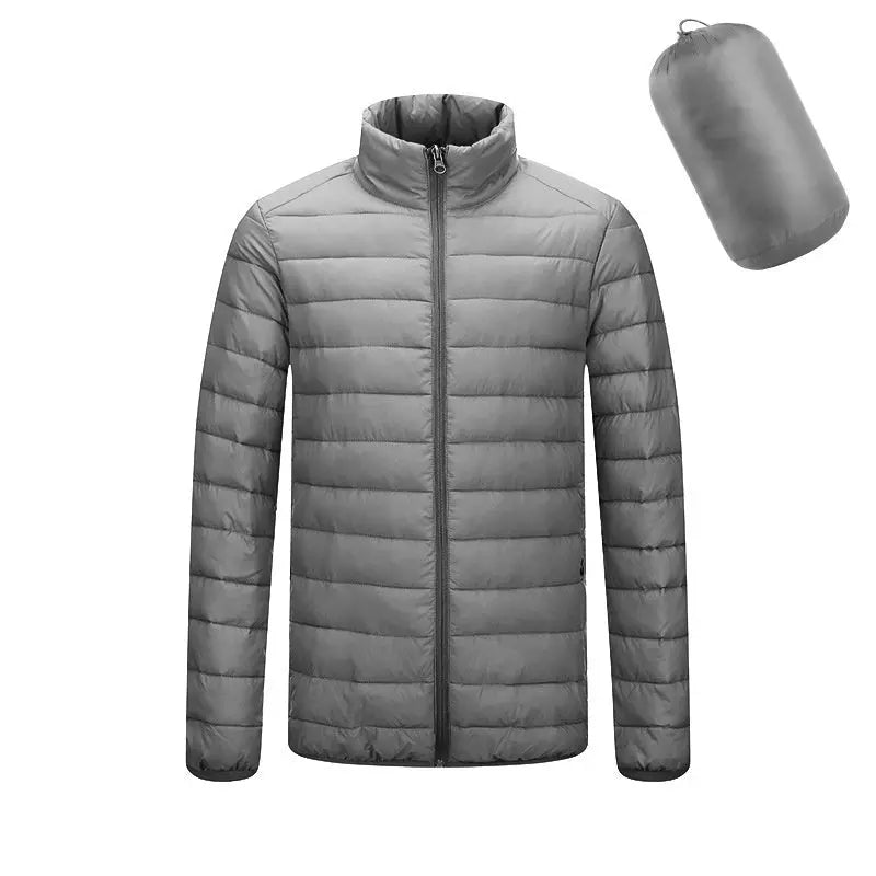 Men's Lightweight Hooded Coat Winter Warm Solid Color Zipper Jacket Fashion Portable Outerwear Top Clothing Heaventlyshop