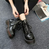 Round Toe Front Lace Up Womens Boots Mid Tube Martin Boots Heaventlyshop