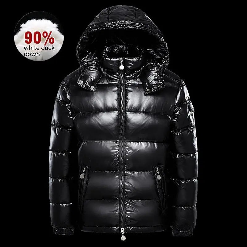 Down Jacket Black Glossy Couples Coat Heaventlyshop