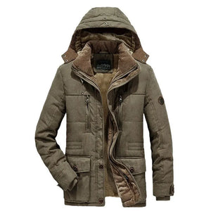 Plus Size Men's Cotton-padded Coat Multi-pocket Fleece-lined Thickened Heaventlyshop