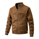 Suede Stand Collar Men's Jacket Double Zipper Pocket Clothing Mens Heaventlyshop