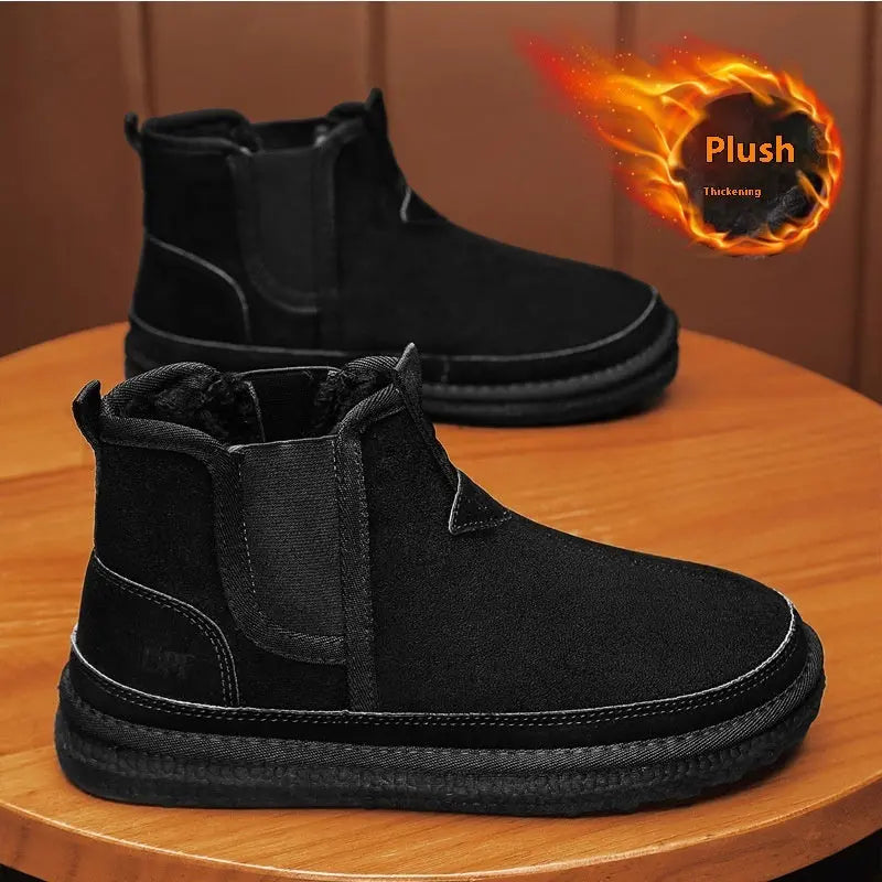 Winter Fleece Snow Boots Round-toed Flat Shoes Casual Warm Sports Shoes Men Ankle Boot Heaventlyshop