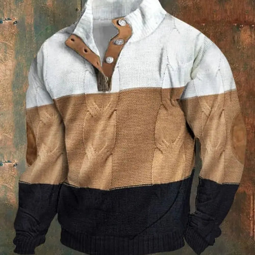 Digital Printing Turtleneck Half Zipper Sweater For Men - Heaventlyshop