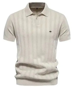 Ribbed Knit Polo Shirt for Men Heaventlyshop