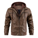 Hooded Jacket With Zipper Pockets Fashion Warm Pu Leather Coat Mens Clothing Heaventlyshop