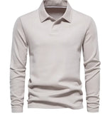 Men's Fashion Lapel Long-Sleeved Polo Shirt – Casual Solid Color Top Heaventlyshop