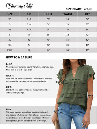 Blooming Jelly Womens White Blouse V Neck Ruffle Sleeve Flowy Shirts Dressy Casual Cute Summer Tops Medium Army Green Heaventlyshop