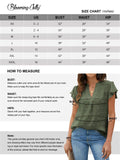 Blooming Jelly Womens White Blouse V Neck Ruffle Sleeve Flowy Shirts Dressy Casual Cute Summer Tops Medium Army Green Heaventlyshop