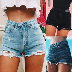 High Waist Ripped Denim Shorts: Women's Summer Fashion Heaventlyshop