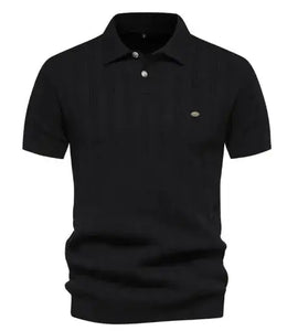 Ribbed Knit Polo Shirt for Men Heaventlyshop