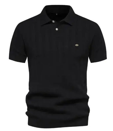 Ribbed Knit Polo Shirt for Men Heaventlyshop