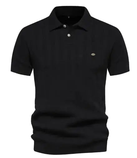 Ribbed Knit Polo Shirt for Men Heaventlyshop