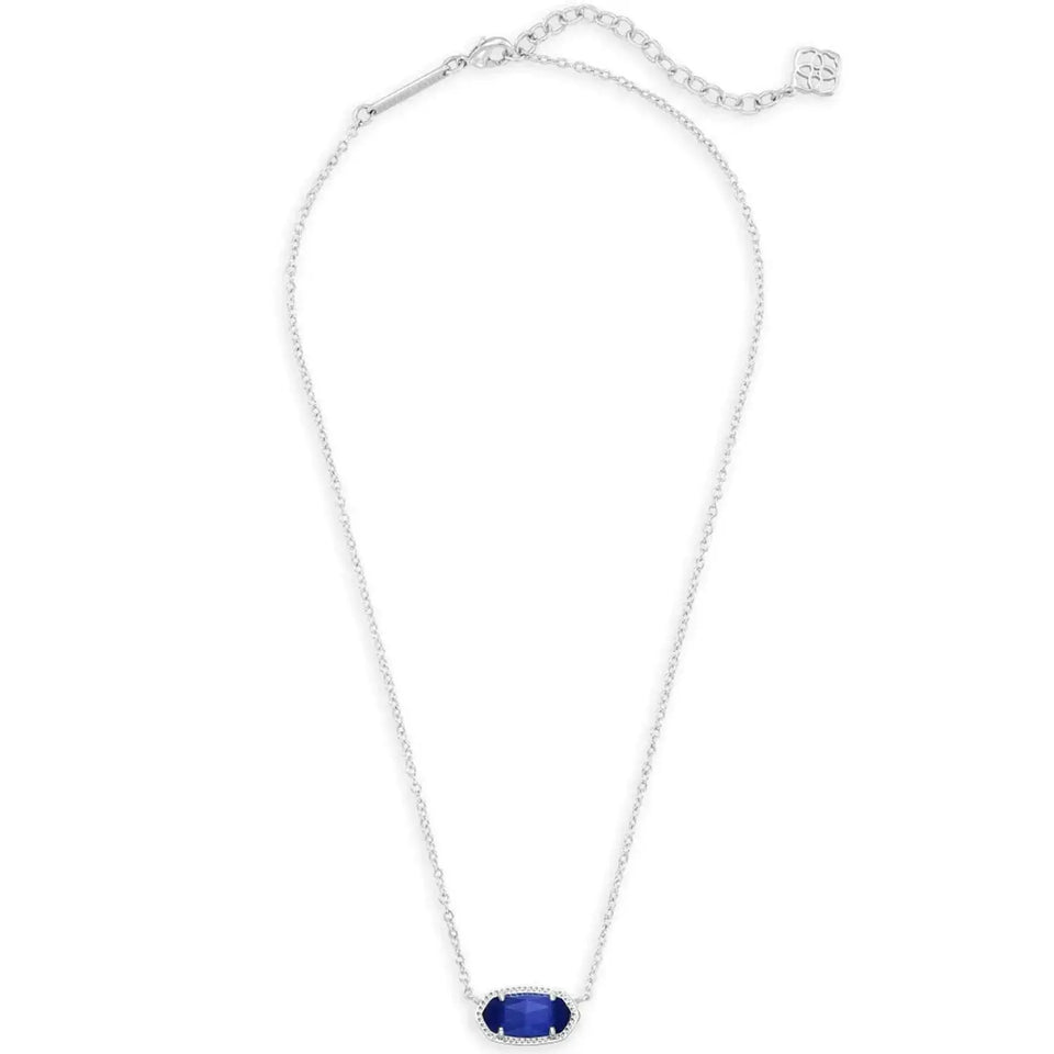 Kendra Scott Elisa Pendant Necklace for Women, Fashion Jewelry, 14k Gold-Plated RHODIUM - COBALT CATS EYE Heaventlyshop