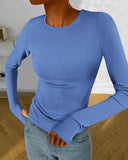 BTFBM Women's Casual Tops Fall Winter 2024 Long Sleeve Crew Neck Workout Heaventlyshop