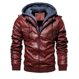 Comfortable Hooded PU Leather Jacket For Men Heaventlyshop