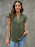 Blooming Jelly Womens White Blouse V Neck Ruffle Sleeve Flowy Shirts Dressy Casual Cute Summer Tops Medium Army Green Heaventlyshop