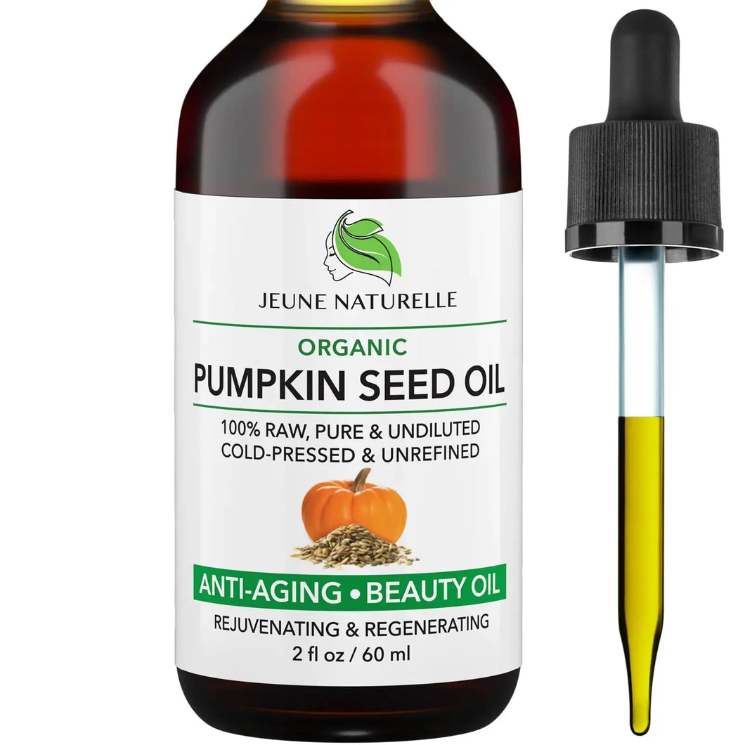 Pumpkin Seed Oil Organic, 100% Pure RAW Cold Pressed Undiluted For Anti Aging Wrinkle Repair Hair Growth, Fast Absorbing, Travel Size, Non-Comedogenic Organic Pumpkin Seed Oil Heaventlyshop