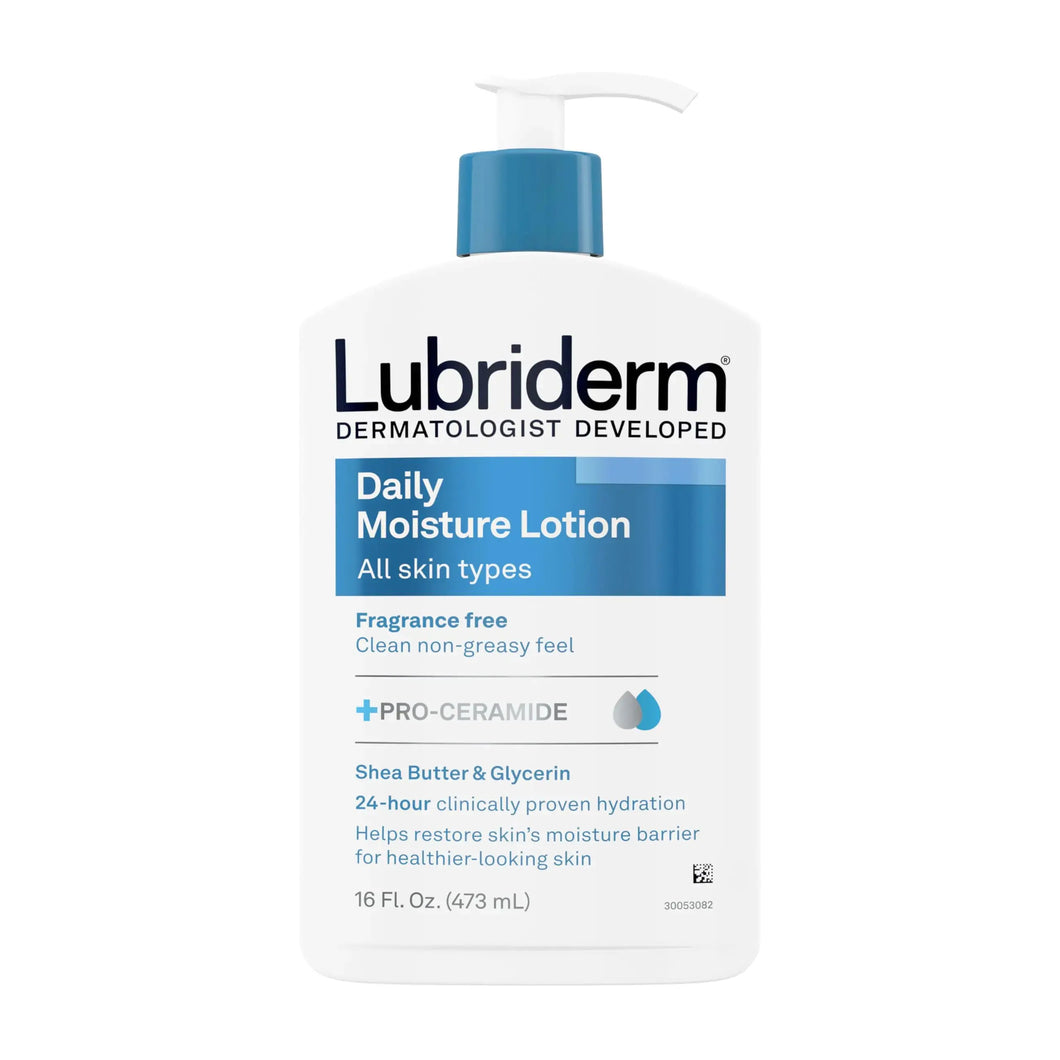Lubriderm Fragrance Free Daily Moisture Lotion + Pro-Ceramide, Shea Butter & Glycerin, Face, Hand & Body Lotion for Sensitive Skin, Hydrating Lotion for Healthier-Looking Skin, 16 fl. oz Heaventlyshop