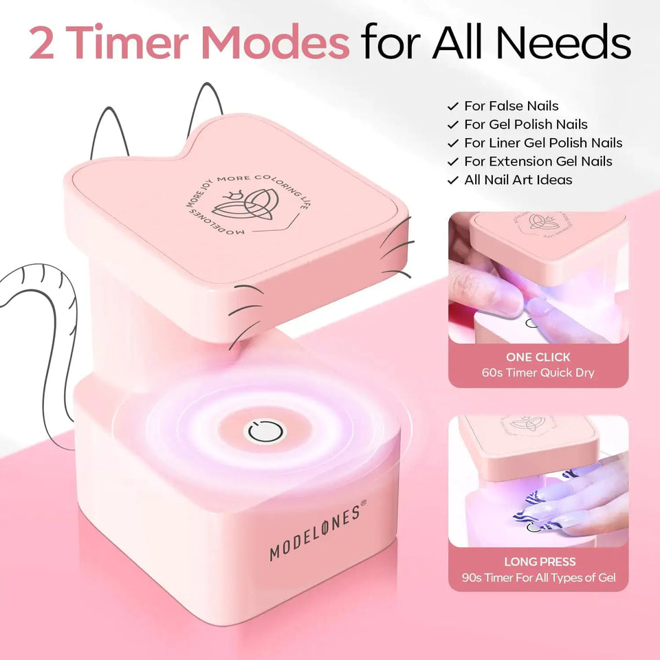 modelones Mini UV Light for Gel Nails, Small Nail Cure Light, Flash Cure Light for Gel x Nails, LED Nail Lamp, Portable USB Nail Light for Fast Curing, Pink Heaventlyshop