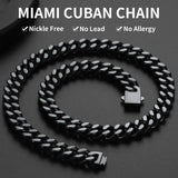 ChainsHouse Stainless Steel Mens Cuban Link Chain, Black/18K Gold Miami Cuban Chain Necklace, 5/7/9mm/12mm Width, No Tarnish& Durable Hip Hop Mens Jewelry, 18"-30", Send Gift Box 20 inches d. 12mm width-black Heaventlyshop