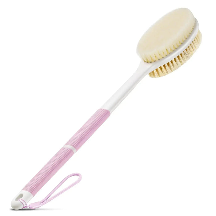 Body Scrubber Anti Slip for Shower,Shower Brush Long Handle with Stiff and Soft Bristles,Body Wash Exfoliating Back Scrubber for Bath or Dry Brushing Body Brush(Pink) Pink Heaventlyshop