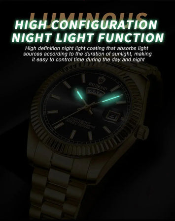 Steel Belt Waterproof Double Calendar Luminous Watch Heaventlyshop