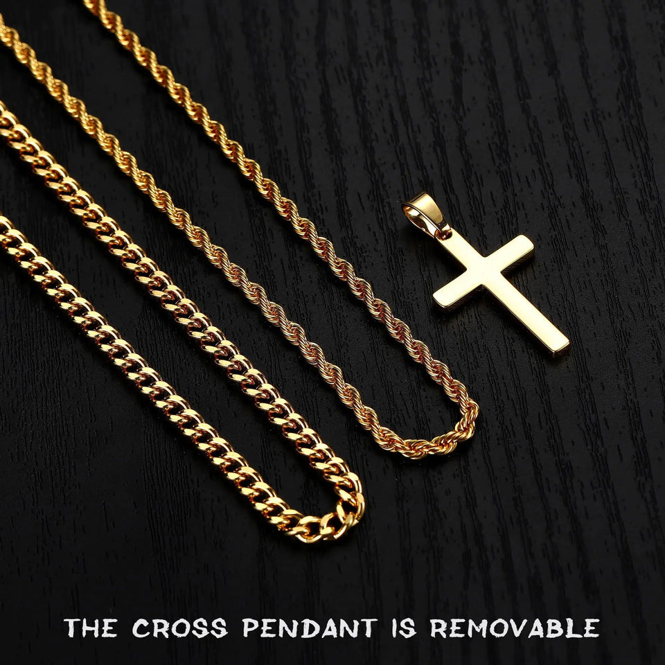 Yooblue Cross Necklace for Men, Gold Black Silver Mens Cross Necklaces Stainless Steel Cross Pendant Necklace Simple Jewelry Gifts Cross Chain Necklace for Men 18in/20in Heaventlyshop