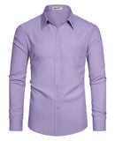 Oxford Dress Shirts for Men Long Sleeve Casual Button Down Shirts Oxford Shirts for Men Dress Shirts with Pocket X-Large Purple Heaventlyshop