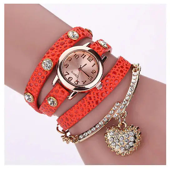 Heart On The Sleeve Bracelet Watch With Heart Charm In 10 Colors Heaventlyshop