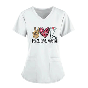 Cartoon Printed Nurse Uniform Scrubs Costume Heaventlyshop