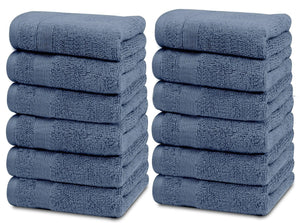 Resort Collection Soft Washcloth Face Body Towel Set 12 Pack Blue 12x12 Luxury Heaventlyshop