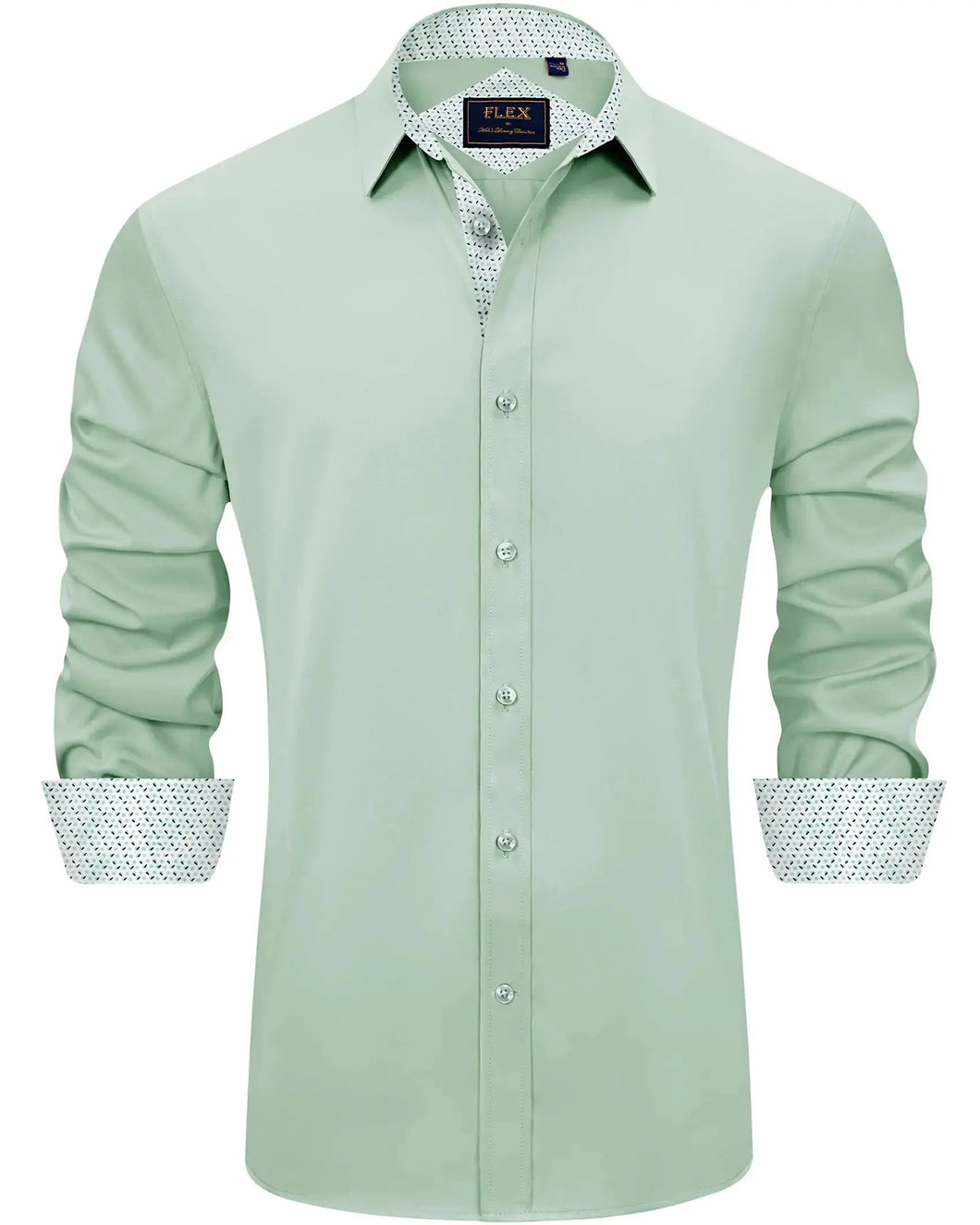 J.VER Men's Casual Long Sleeve Stretch Dress Shirt Wrinkle-Free Regular Fit Button Down Shirts Medium Sage Green Heaventlyshop