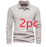 Men's Fashion Lapel Long-Sleeved Polo Shirt – Casual Solid Color Top Heaventlyshop