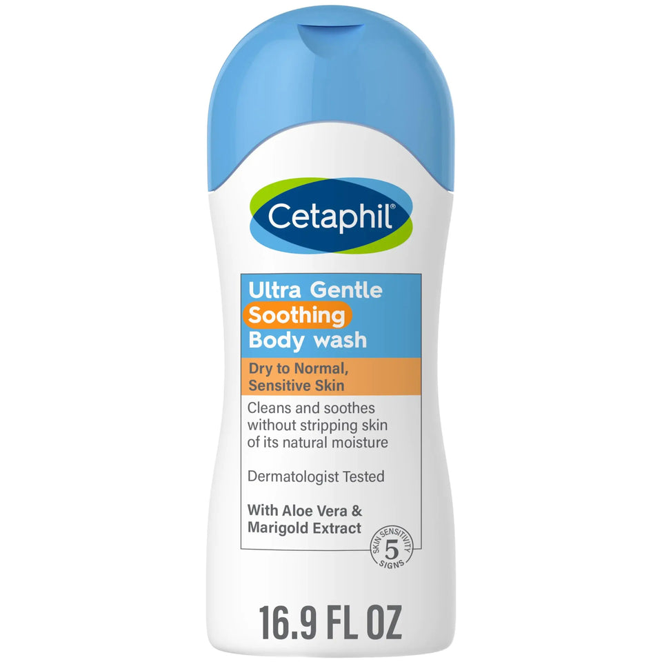 Cetaphil Ultra Gentle Refreshing Body Wash, For Dry to Normal, Sensitive Skin, 16.9oz, with Aloe Vera, Calendula, Vitamin B5, Hypoallergenic, Fragrance Free, Dermatologist Tested Heaventlyshop