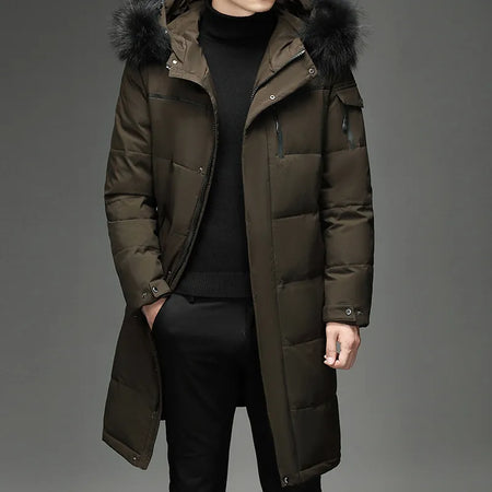 Men’s Faux Fur Long Over-Knee Down Workwear Coat Heaventlyshop